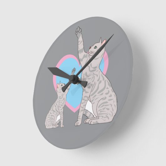 Horloge Ronde Whimsical Cats and Heart Design Round Clock (Angle)
