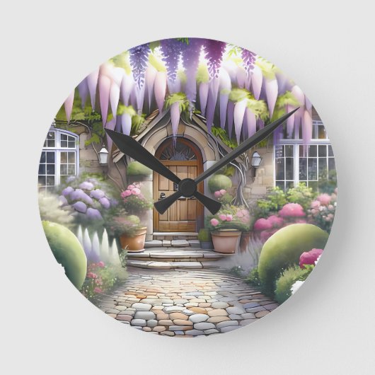 Horloge Ronde Whimsical Cottage Garden Pathway (Recto)