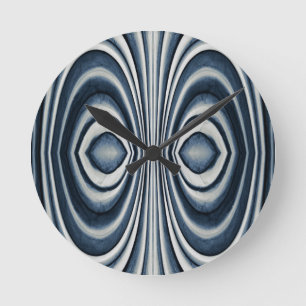 Horloge Ronde Whimsical Earth Toned Bleu Motif Abstrait