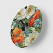 Horloge Ronde White and Orange Poppies Floral Wall Clock (Angle)