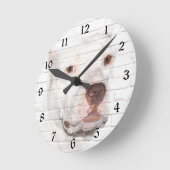 Horloge Ronde White bully Pitbull (Angle)