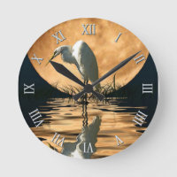 White Egret & Pleine lune Faune Nature Scene