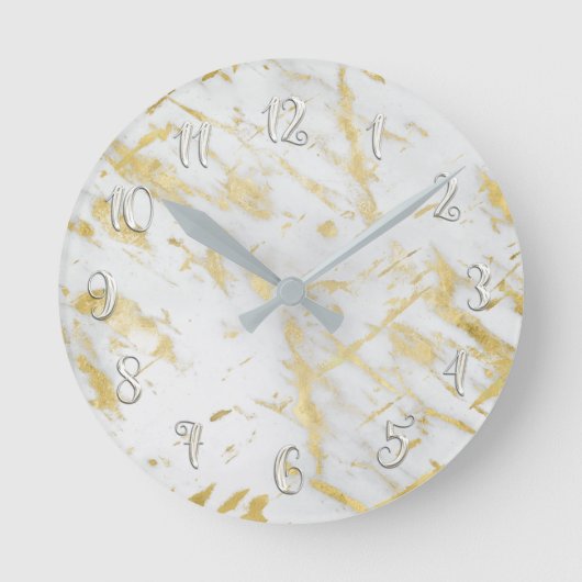 Horloge Ronde White & Gold Glam Marble Modern Personalized (Recto)