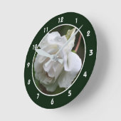 Horloge Ronde White Rose With Raindrops (Angle)