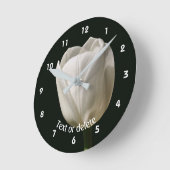 Horloge Ronde White Tulip Flower Personalized (Angle)
