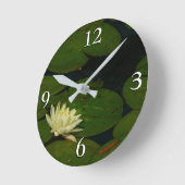 Horloge Ronde White Waterlily I Peaceful (Angle)