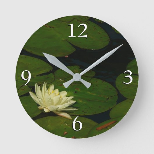 Horloge Ronde White Waterlily I Peaceful (Recto)
