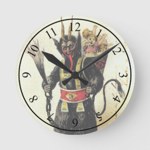 Horloge Ronde Wicked Krampus Scary Demon Holiday Christmas Xmas