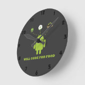 Horloge Ronde Will Code For Food (Développeur Logiciel Android) (Angle)