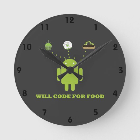 Horloge Ronde Will Code For Food (Développeur Logiciel Android) (Recto)