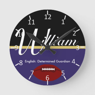 Horloge Ronde William Football Violet Noir et Or