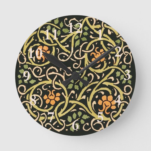 Horloge Ronde William Morris Black Floral Art (Recto)