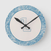Horloge Ronde William Morris Blue Marigold Monogramme 2 (Recto)