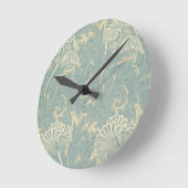 Horloge Ronde William Morris Classique Tulipe Bleu Floral (Angle)