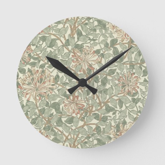 Horloge Ronde William Morris Honeysuckle Vert Floral (Recto)