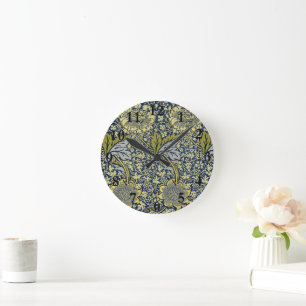 Horloge Ronde William Morris Kennet Fond d'écran Floral Bleu