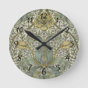 Horloge Ronde William Morris Printemps Fourré Jaune Art Floral