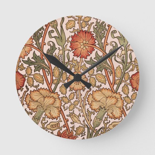 Horloge Ronde William Morris Rose Flower Fond d'écran Motif (Recto)