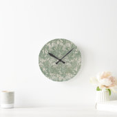 Horloge Ronde William Morris tulip fond textile vert (Maison)