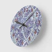 Horloge Ronde William Morris Windrush Motif Bleu Floral (Angle)