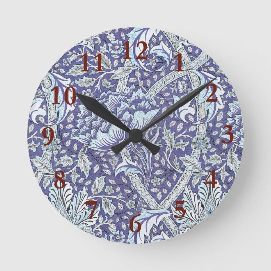 Horloge Ronde William Morris Windrush Motif Bleu Floral (Recto)