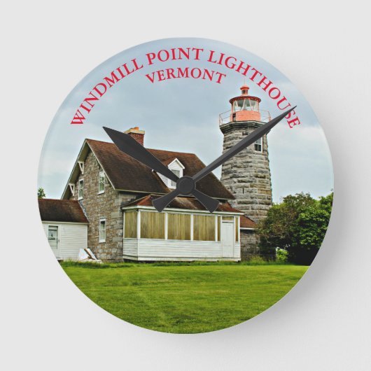 Horloge Ronde Windmill Point Lighthouse Vermont Round Wall Clock (Recto)