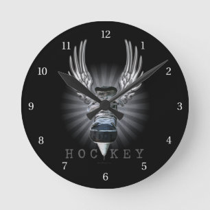 Horloge Ronde Winged Hockey