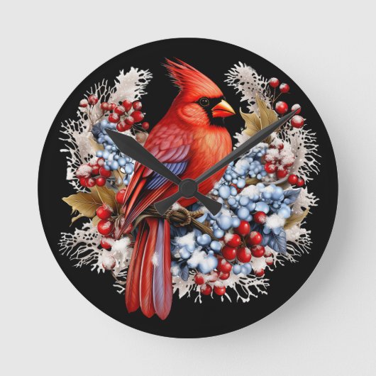 Horloge Ronde Winter Wonderland Red Cardinal (Recto)