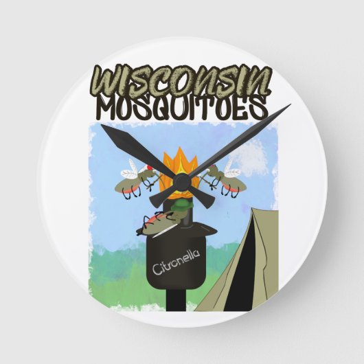 Horloge Ronde Wisconsin Mosquitoes Cartoon (Recto)