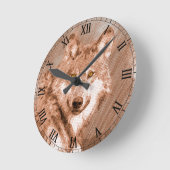 Horloge Ronde Wolf Pencil Sketch Image Art (Angle)