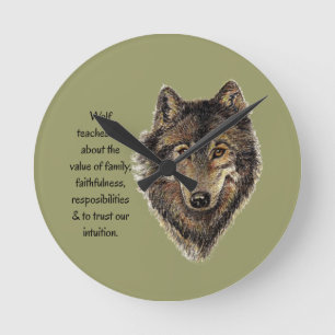 Horloge Ronde Wolf totem Inspirational Spirit Guide Animal
