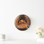 Horloge Ronde Wood-Fired Pepperoni Pizza Rustic Italian  (Maison)
