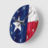 Horloge Ronde Wooden Texan Flag (Angle)
