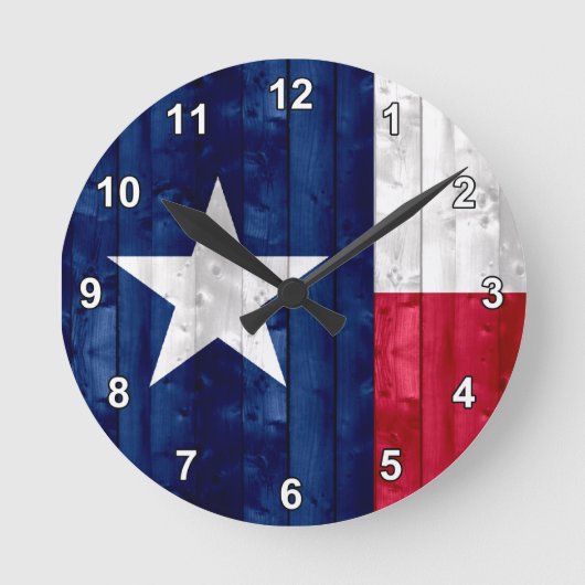Horloge Ronde Wooden Texan Flag (Recto)