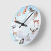 Horloge Ronde Woodland Animals Children (Angle)