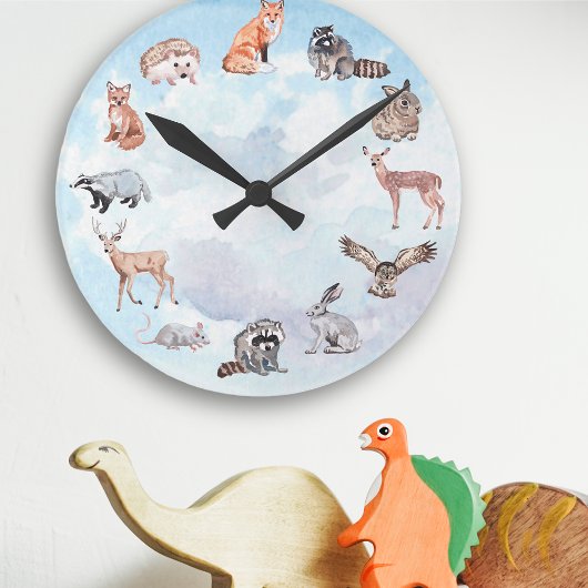Horloge Ronde Woodland Animals Children