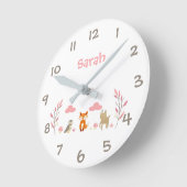 Horloge Ronde Woodland Animals Kids Nursery Wall Clock (Angle)