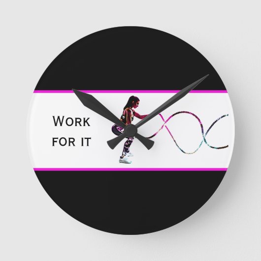 Horloge Ronde Work For It - Battle Ropes Fitness Black and White (Recto)