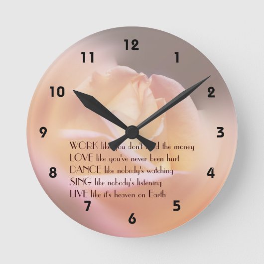 Horloge Ronde Work Love Dance Soft Rose Inspirational Citation (Recto)