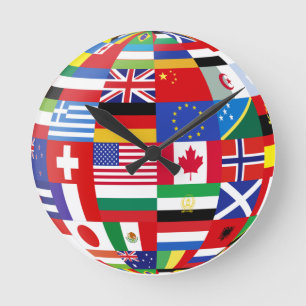 Horloge Ronde World flags round clock