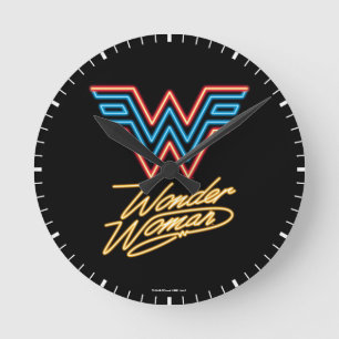 Horloge Ronde WW84 Logo de la femme Wonder Neon Light