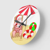 Horloge Ronde xmas beach santa claus (Angle)