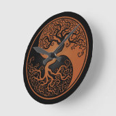 Horloge Ronde Yang Brown and Black Tree of Life (Angle)