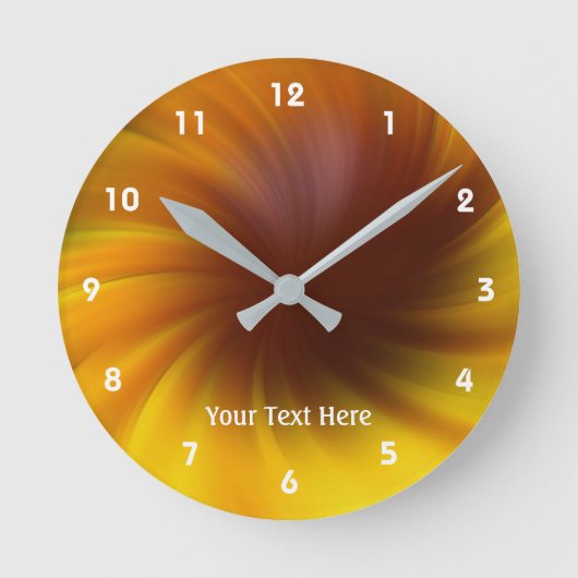 Horloge Ronde Yellow and Brown Swirls Abstract (Recto)