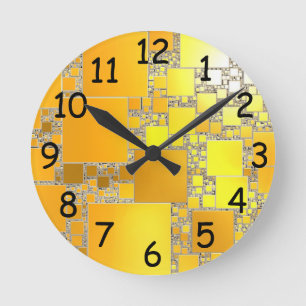 Horloge Ronde Yellow and Orange Squared Clock