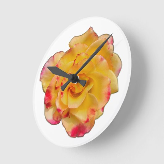 Horloge Ronde Yellow and Pink Rose Clock (Angle)
