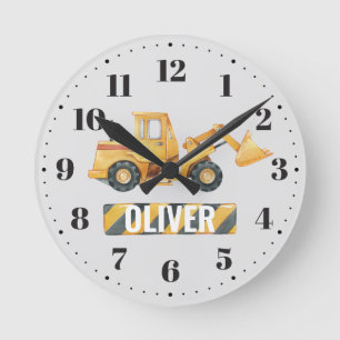 Horloge Ronde Yellow Digger Boys Nursery