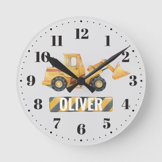 Horloge Ronde Yellow Digger Boys Nursery (Recto)