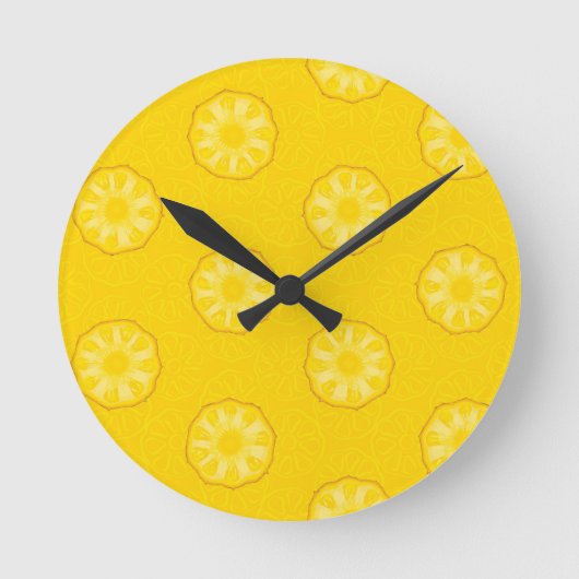Horloge Ronde Yellow Pineapple Slices Pattern (Recto)