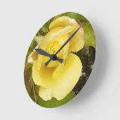 Horloge Ronde Yellow Rosebud Wall Clock (Angle)